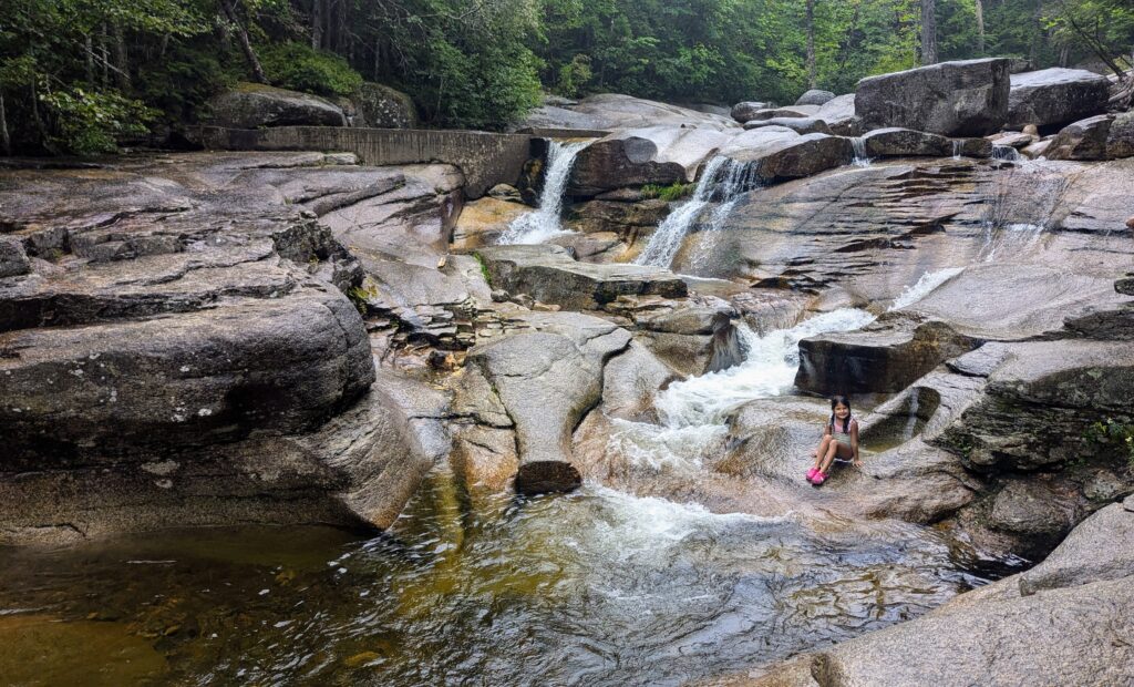 New Hampshire with Kids - Playing in the natural pools at Diana's Baths
